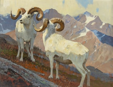 Bob Kuhn (1920-2007), High Country Face-off (Dall Rams), 1990