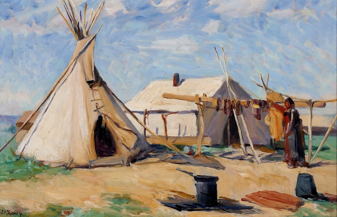 Joseph Henry Sharp (1859-1953), Montana: Joseph Henry Sharp (1859-1953), Montana Medium: oil on canvas Dimensions (in.): 12 x 18 Framed Dimensions (in.): 17 x 23 x 2 5/8 Signature signed lower left: JH Sharp Provenance Private