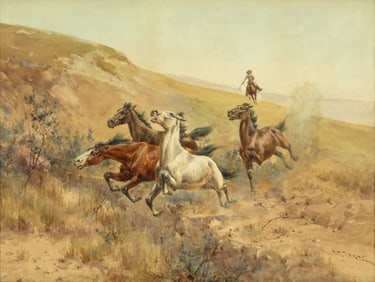 Herman Wendelborg Hansen (1854-1924), Herding Horses