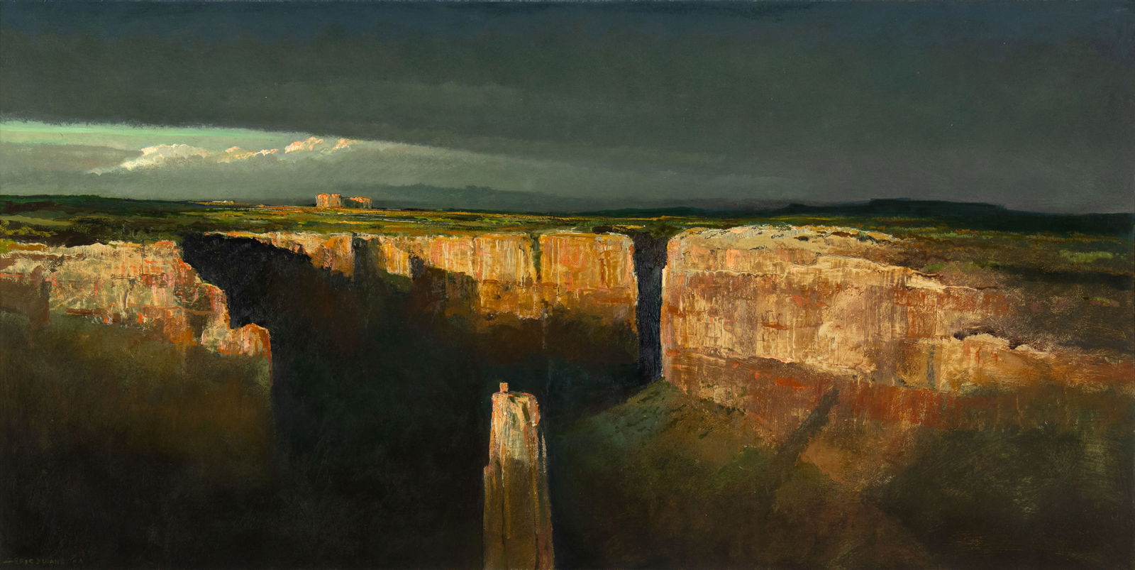 Eric Sloane (1905/10-1985), Grand Canyon: Eric Sloane (1905/10-1985), Grand Canyon Medium: oil on board Dimensions (in.): 24 x 48 Framed Dimensions (in.): 32 x 55 3/4 x 2 Signature signed lower left: - Eric Sloane (artist cipher) verso: title