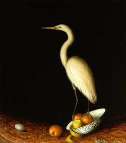 David Kroll (1956- ), Egret with Oranges and Lemon