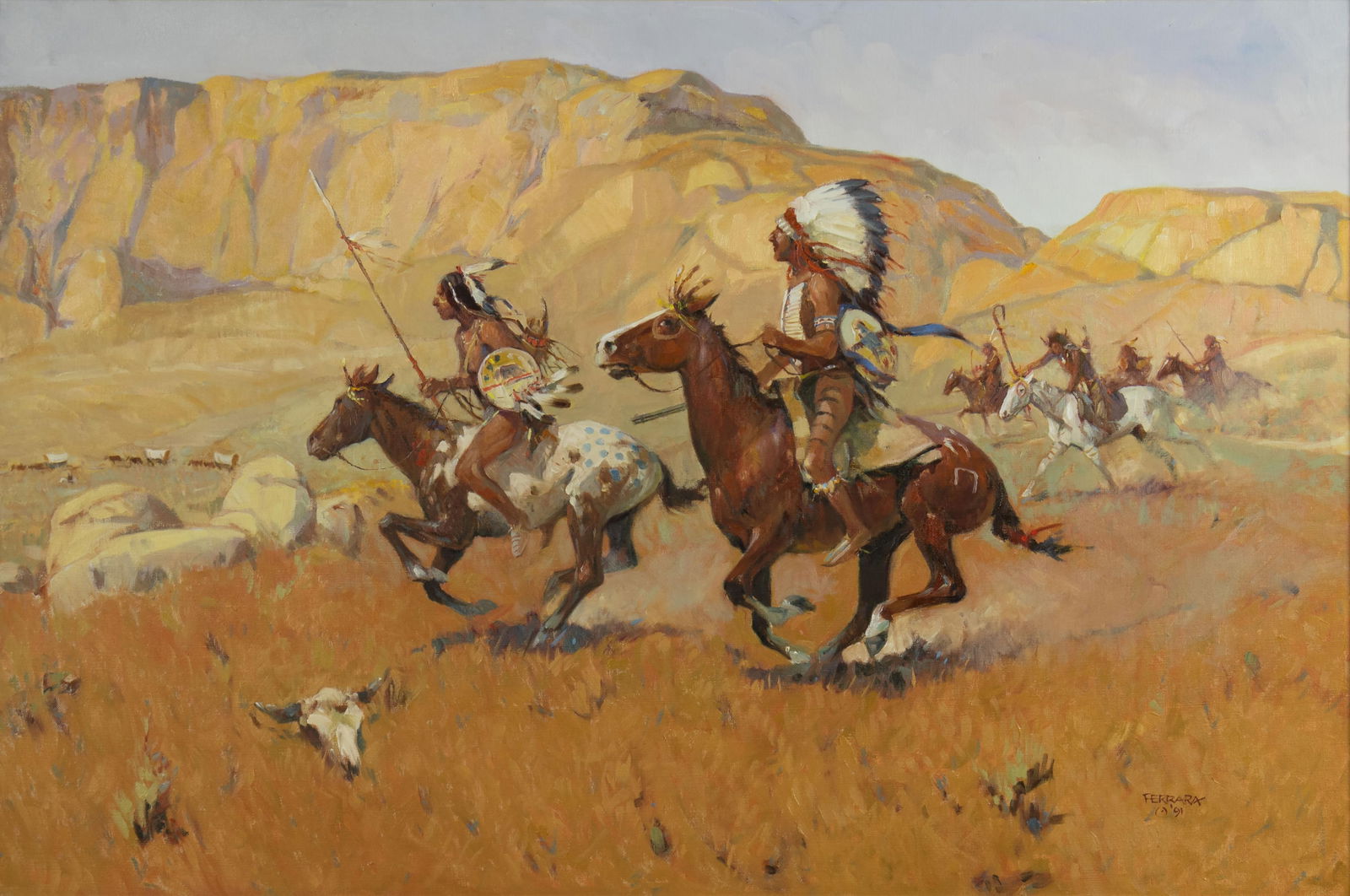 Joe Ferrara, 1932-2004, Wagon Train Raid, 1991 (1 of 3)