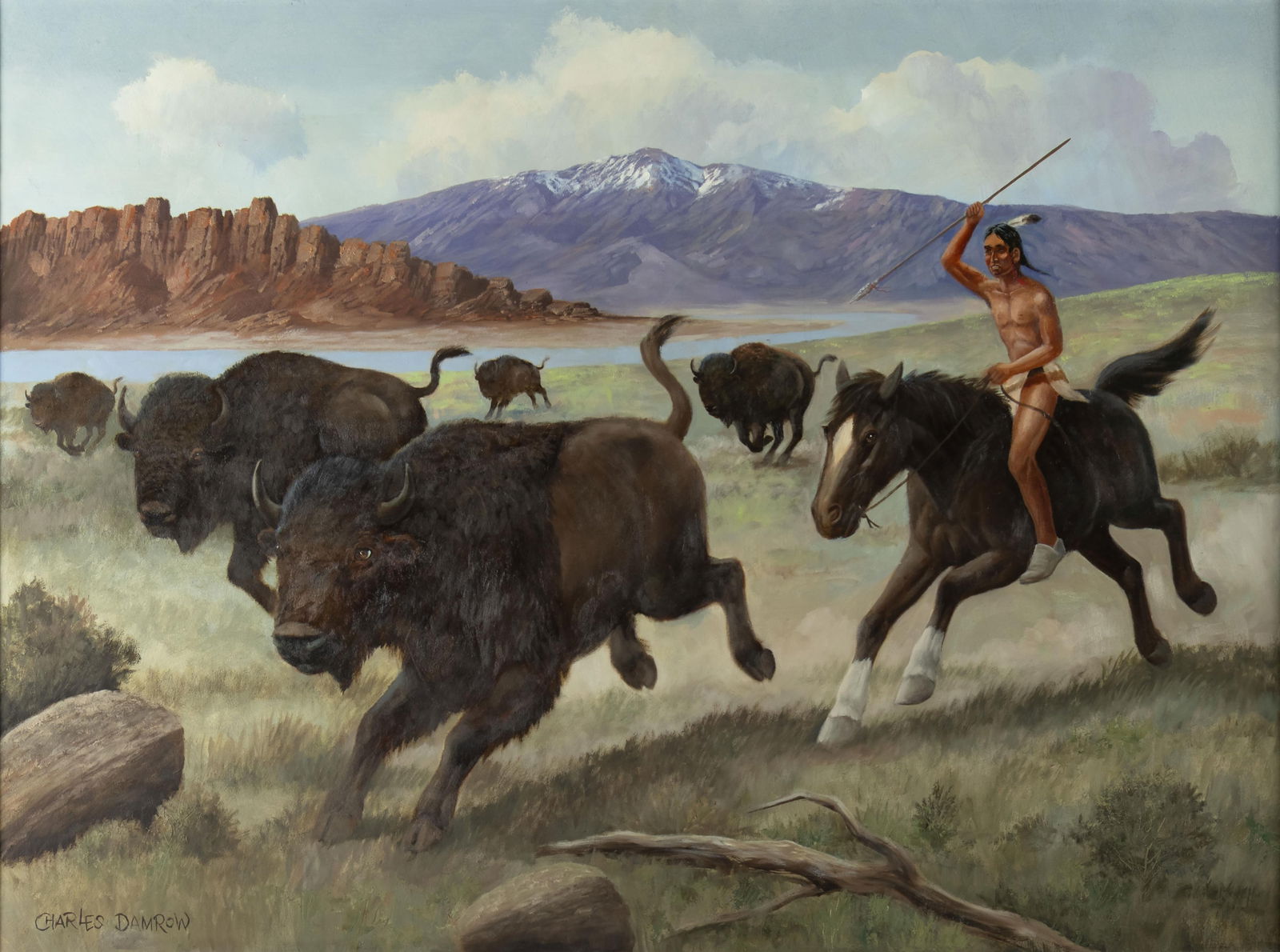Charles Damrow, 1916-1989, Bison Hunt (1 of 3)
