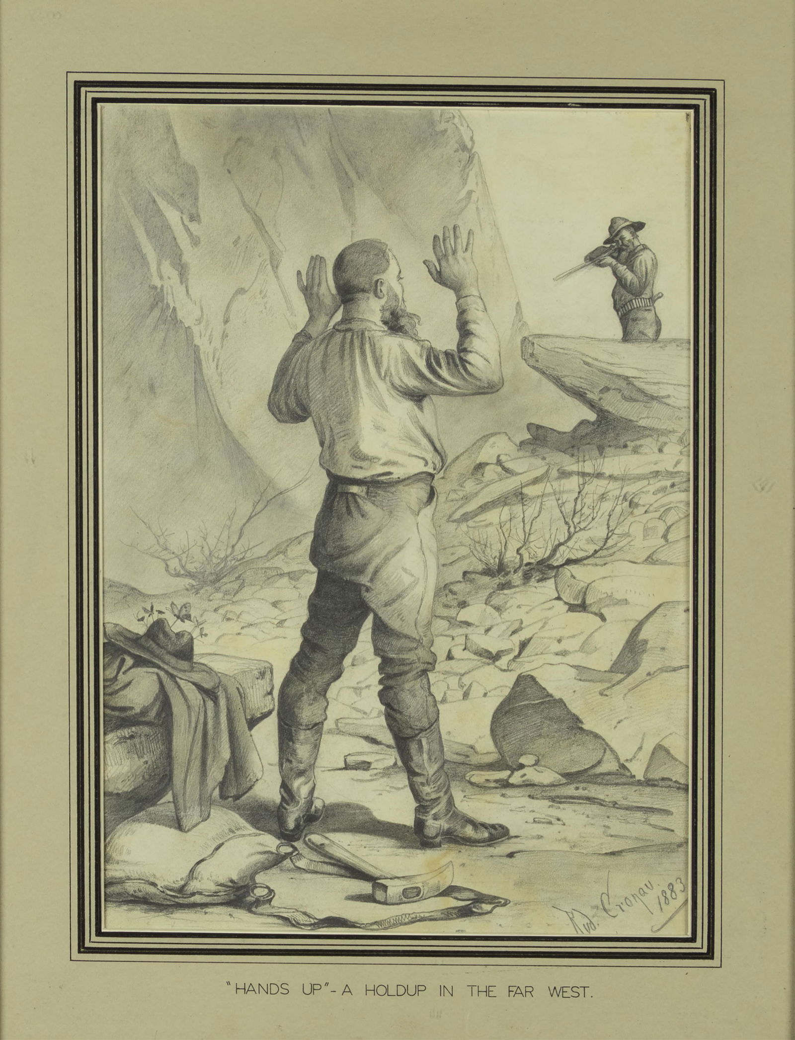 Rudolf Daniel Ludwig Cronau, 1855-1939, "Hands Up" - A Hold-up in the Far West, 1883 (1 of 3)