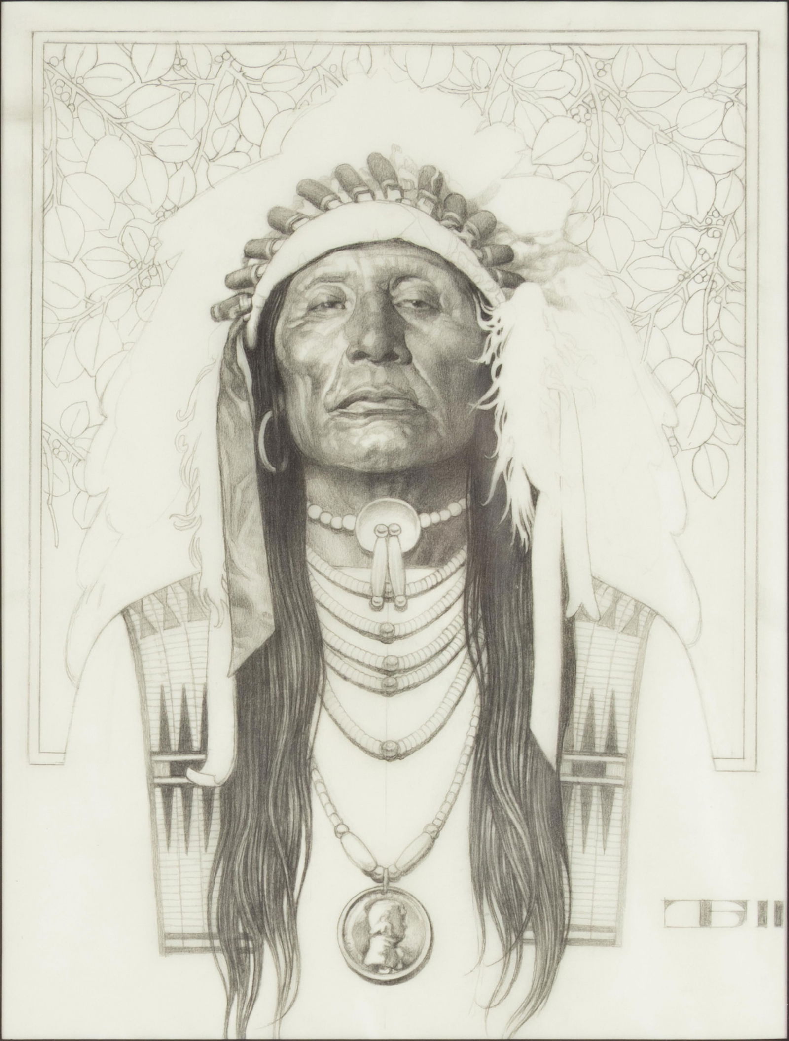 Thomas Blackshear, b.1955, American Nobility: Thomas Blackshear b.1955 American Nobility pencil on vellum signed lower right: (artist monogram/cipher) II 13 x 9 3/4 in., Frame: 19 3/8 x 15 3/4 x in. Provenance: Broadmoor Galleries, Colorado