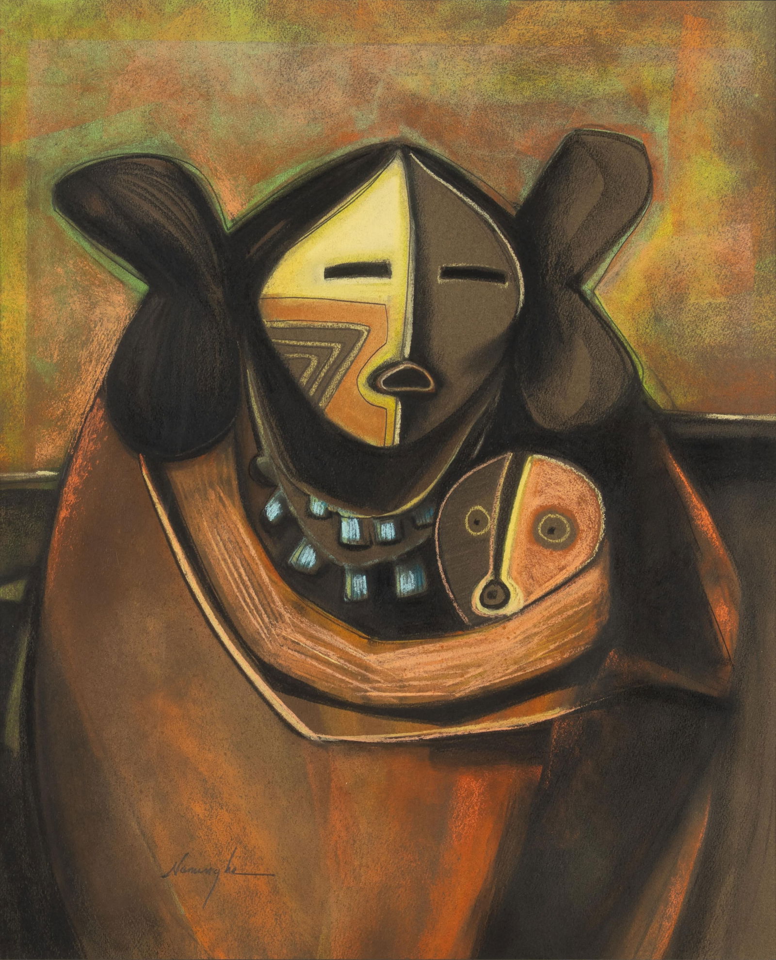 Dan Namingha, Hopi-Tewa b.1950, Hopi Maiden with Doll (1 of 3)