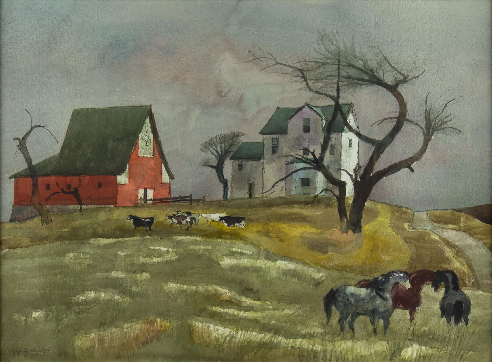 Millard Sheets, 1907-1989, Winter Day - Iowa, 1977 (1 of 3)
