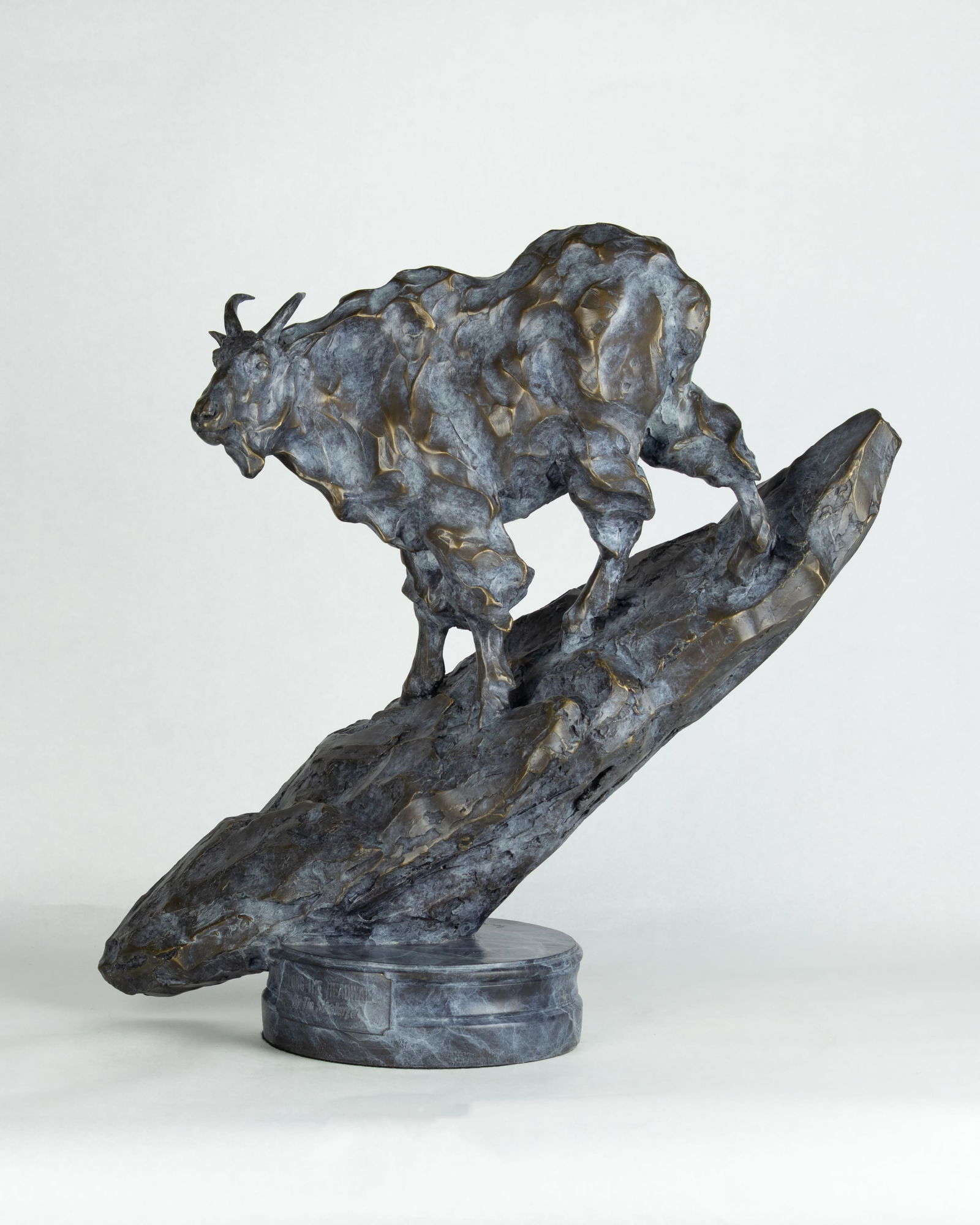 Tim Shinabarger, b.1966, Along the Headwall, 1995: Tim Shinabarger b.1966 Along the Headwall, 1995 bronze, 3/35 inscribed: Shinabarger © 95 3/35 18 3/4 x 16 x 10 in., with base: 19 1/4 x 16 x 10 in. Provenance: The Legacy Gallery, Scottsdale, AZ