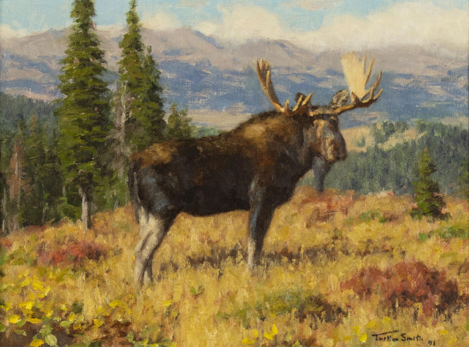 Tucker Smith, b.1940, Moose on the Hoback Rim, 1991 (1 of 3)