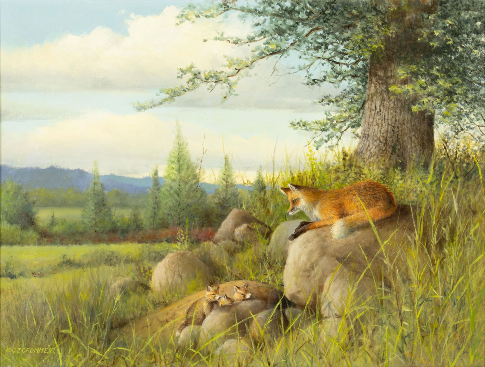 Owen Gromme, 1896-1991, Red Fox and Kits, 1987 (1 of 3)
