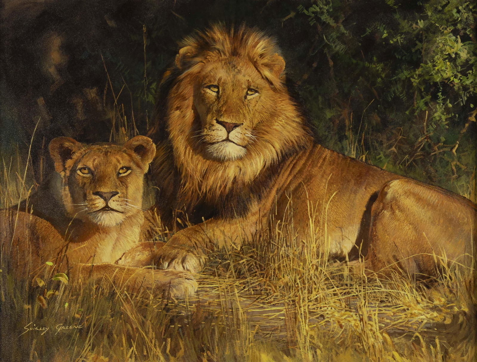 Shirley Greene, b. 1959, Lion Pair (1 of 3)