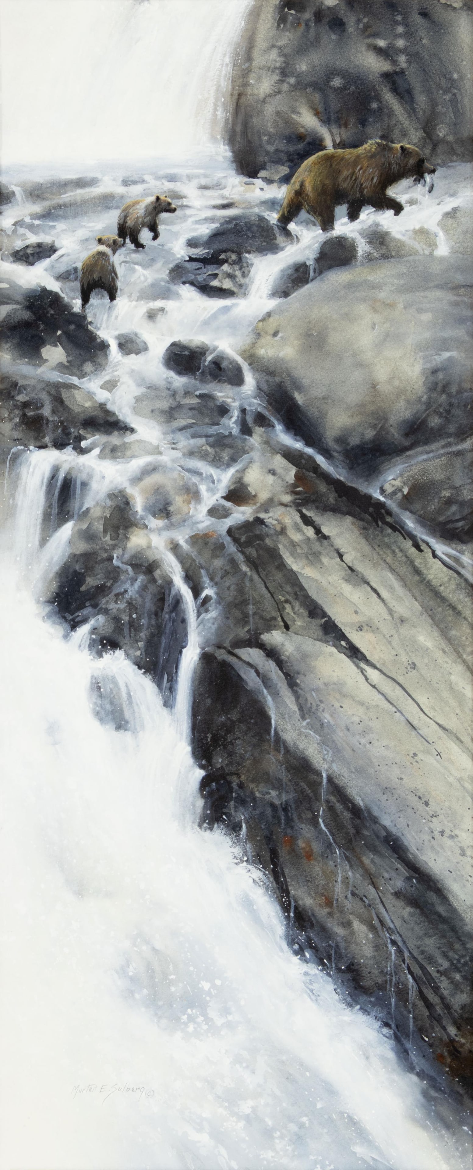 Morten Solberg, b.1935, Bears at the Falls (1 of 3)