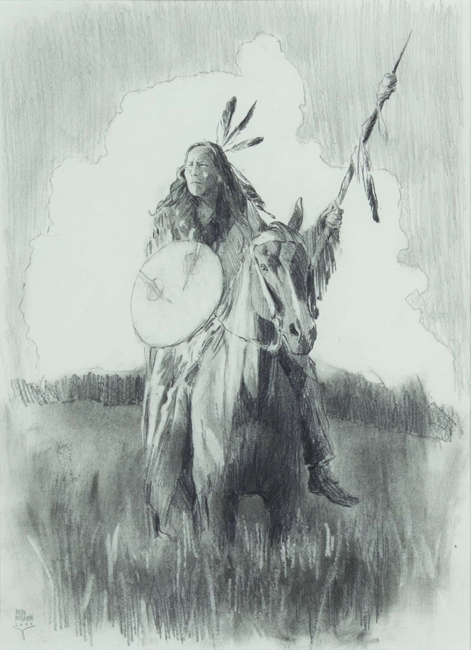 Mark Maggiori, Awaiting the Signal, 2022: Mark Maggiori b.1977 Awaiting the Signal, 2022 graphite on paper signed and dated lower left: MARK MAGGIORI 2022 13 x 9 3/4 in., Frame: 29 1/8 x 25 1/8 x 3/4 in. Provenance: From a Private Collection