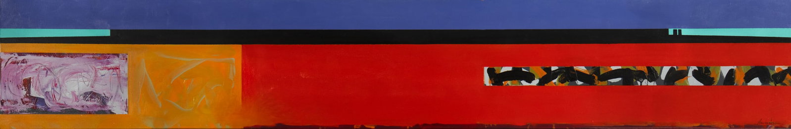 Dan Namingha, Mesa #2, 1999: Dan Namingha Hopi-Tewa, b.1950 Mesa #2, 1999 acrylic on canvas signed lower right: Namingha verso: titled, dated and signed 11 3/4 x 71 3/4 in. Provenance: From a Private Collection