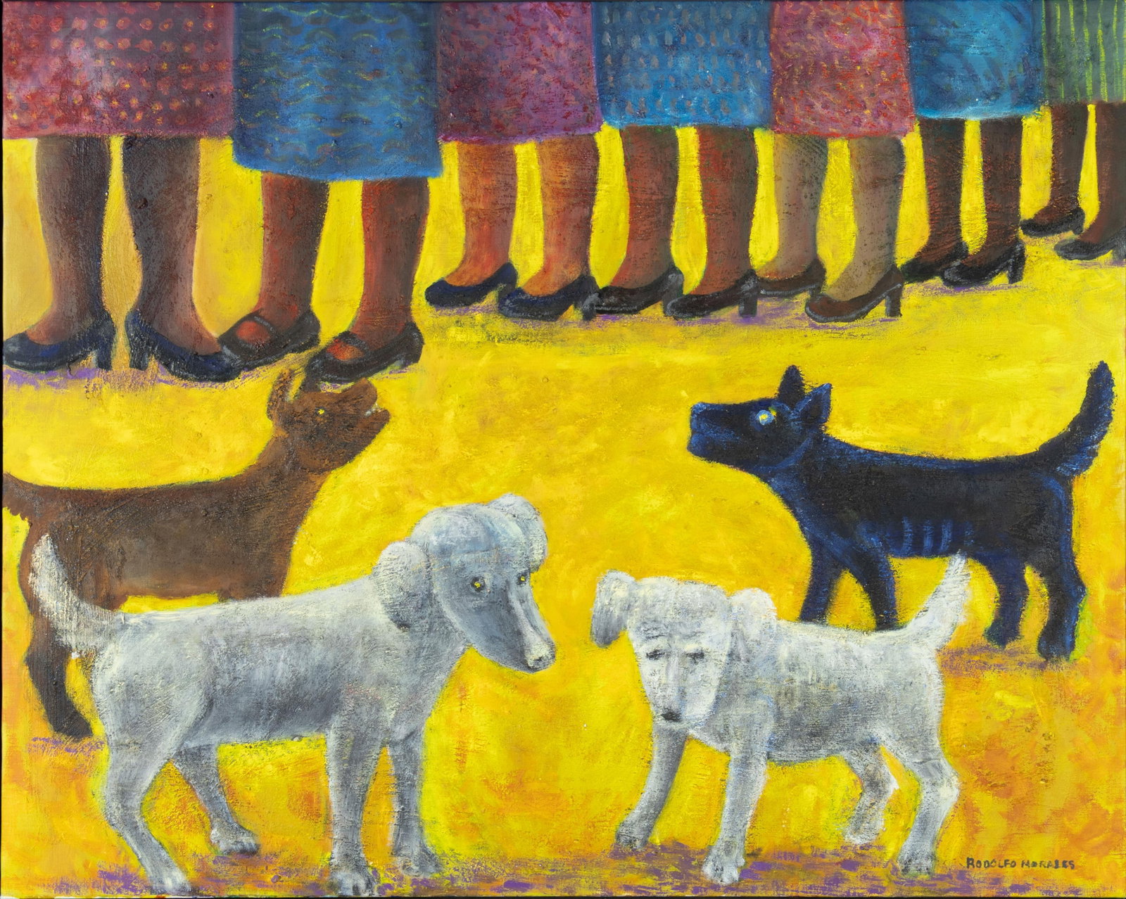 Rodolfo Morales, Untitled, 1997: Rodolfo Morales Mexican, 1925-2001 Untitled, 1997 oil on canvas signed lower right: Rodolfo Morales 31 1/4 x 39 1/8 in., Frame: 32 1/2 x 40 1/2 x 1 1/2 in. Provenance: Arte de Oaxaca, Oaxaca de