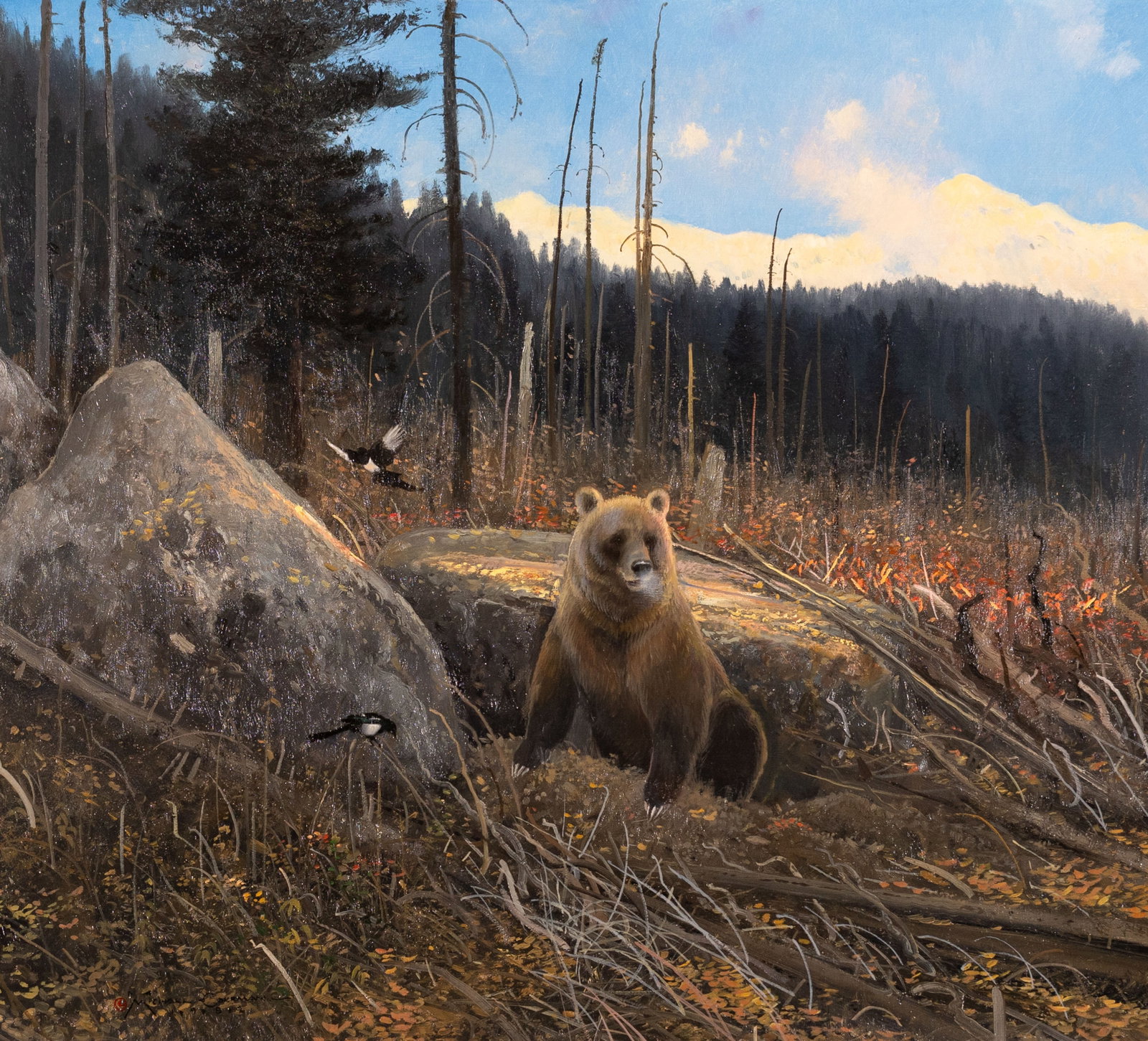 Michael Coleman, Digging Marmots, 1982: Michael Coleman b.1946 Digging Marmots, 1982 oil on panel signed and dated lower left: MICHAEL COLEMAN - © 1.9.8.2 verso: titled and dated 20 x 22 1/2 in.; Frame: 26 3/8 x 29 1/8 x 2 1/4 in.