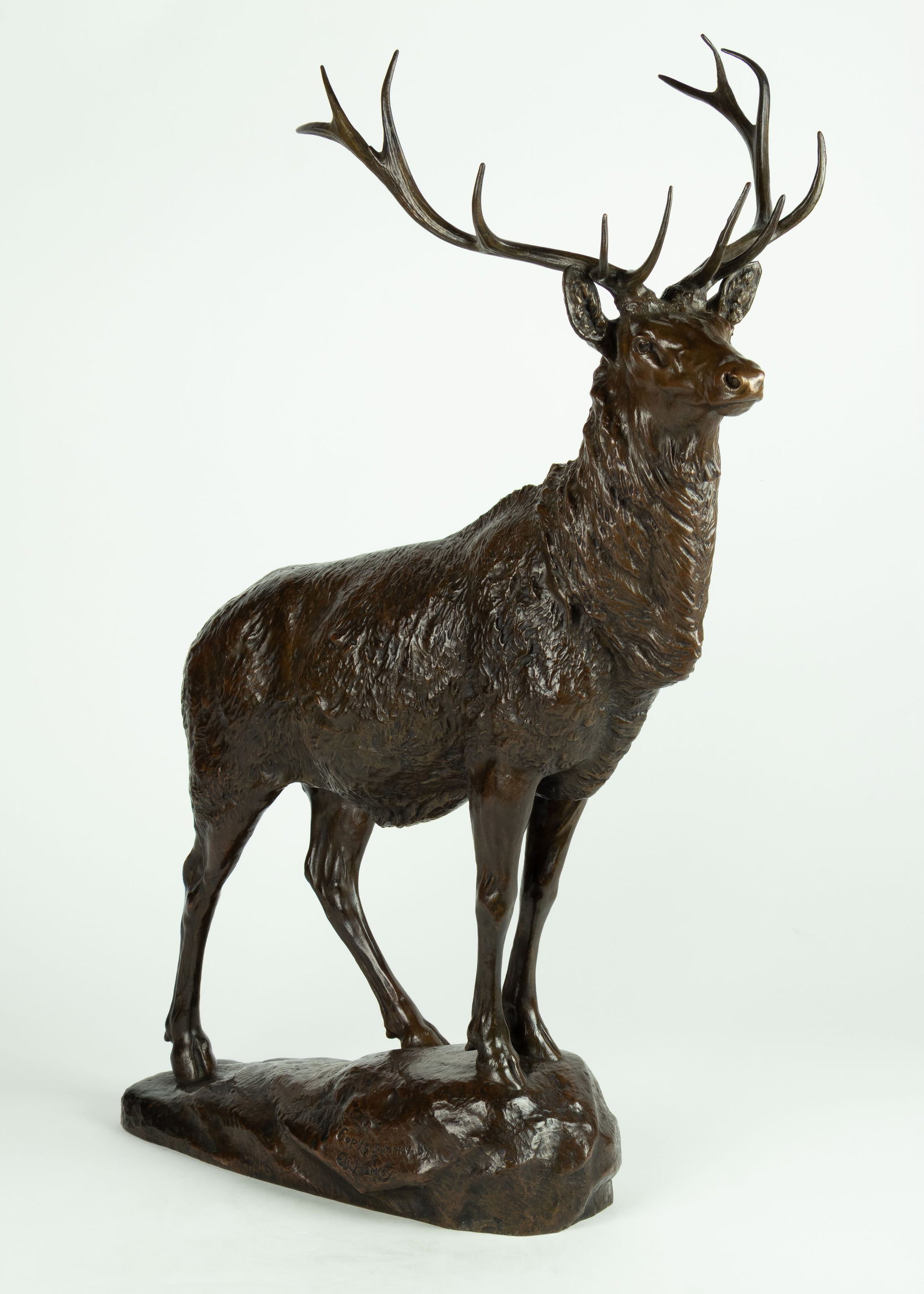 Eli Harvey, Elk, 1909: Eli Harvey 1860-1957 Elk, 1909 bronze inscribed: Eli·Harvey·Sc 1909· inscribed: Copyright·1909·by· Eli·Harvey stamped: HENRI.ROUARD FONDEUR-PARIS stamped: MADE IN FR