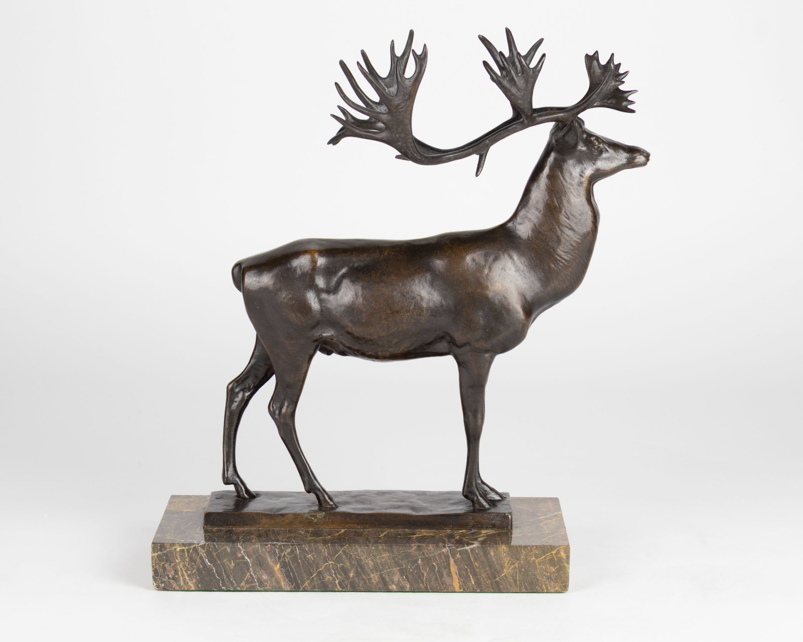 Louis Paul Jonas, Deer (Caribou), c. 1930: Louis Paul Jonas 1894-1971 Deer (Caribou), c. 1930 bronze unsigned 12 1/4 x 11 x 4 1/2 in., With Base: 13 5/8 x 12 1/4 x 4 3/4 in. Provenance: Gift of the artist to Alexander Tatti Gerald Peters