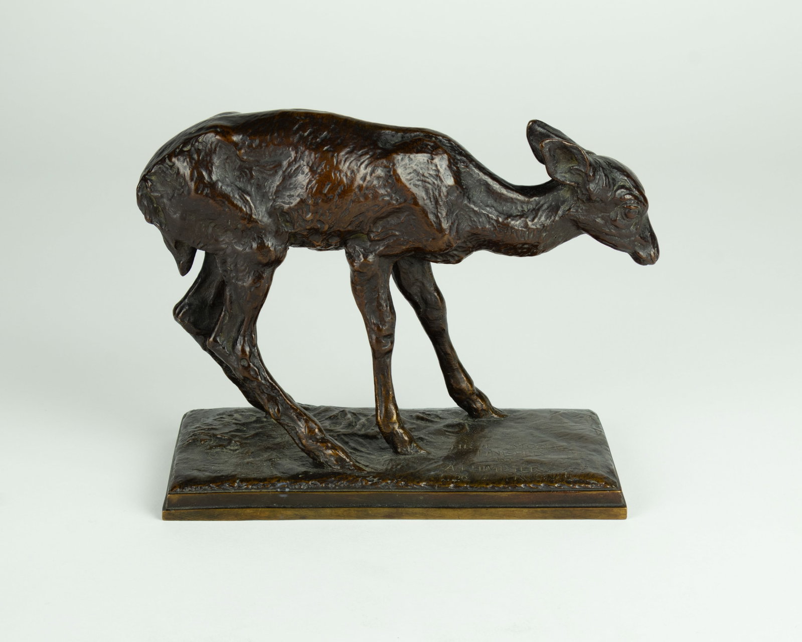 Alexander Phimister Proctor, Fawn (First Model), 1888: Alexander Phimister Proctor 1862-1950 Fawn (First Model), 1887 bronze inscribed: © FIRST MODEL FINISHED BY A PHIMISTER 1888 PROCTOR stamped: GORHAM CO FOUNDERS (Gorham seal) Q U G modeled in