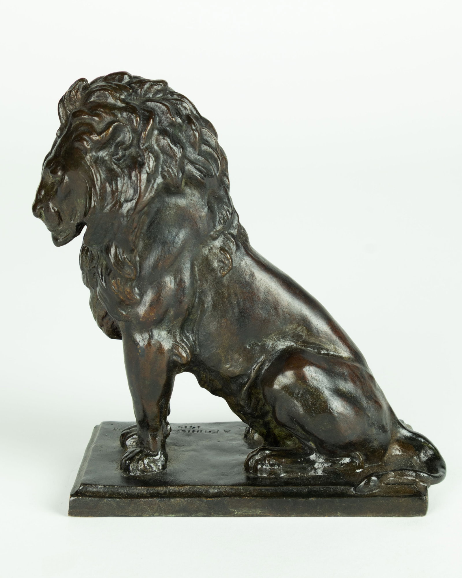 Alexander Phimister Proctor, Seated Lion, 1914: Alexander Phimister Proctor 1862-1950 Seated Lion, 1914 bronze inscribed: A PHIMIST PROCTOR 1914 stamped: PETERMANN modeled in 1914 6 3/4 x 5 3/4 x 3 in. Provenance: From a Priva