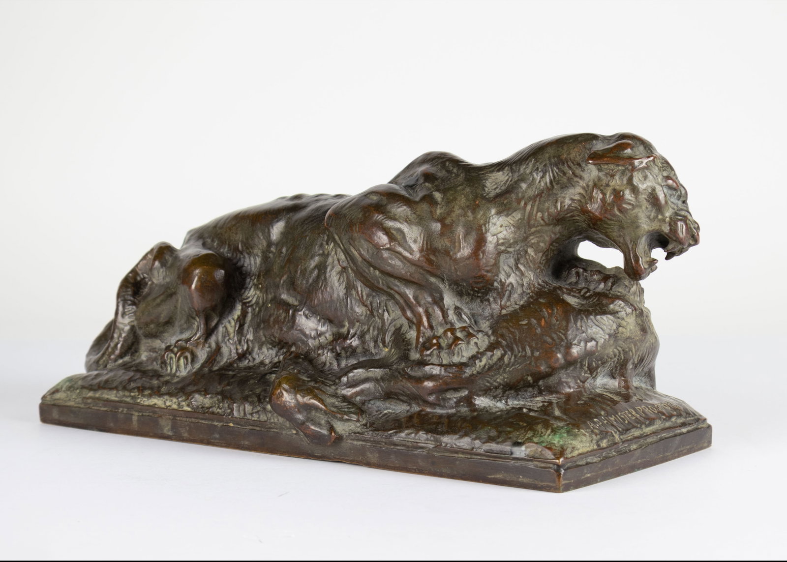 Alexander Phimister Proctor, Panther with Kill, (Cougar Feasting on Fawn), 1907: Alexander Phimister Proctor 1862-1950 Panther with Kill, (Cougar Feasting on Fawn), 1907 bronze inscribed: A·PHIMISTER PROCTOR. COPY 09 modeled in 1907 cast c. 1909 5 1/2 x 12 x 5 1/2 in.