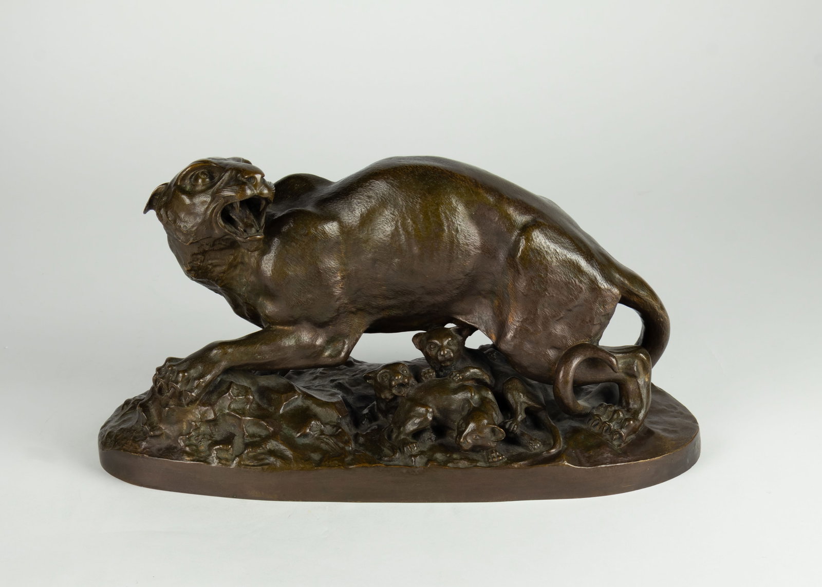 Henry Kirke Bush-Brown, Panther and Cubs, 1854: Henry Kirke Bush-Brown 1857-1935 Panther and Cubs, 1854 bronze inscribed: H·K Bush. Brown. SC. N-Y 1854. stamped underneath: A.M. (for Ames Manufacturing Company) modeled in 1854 cast between