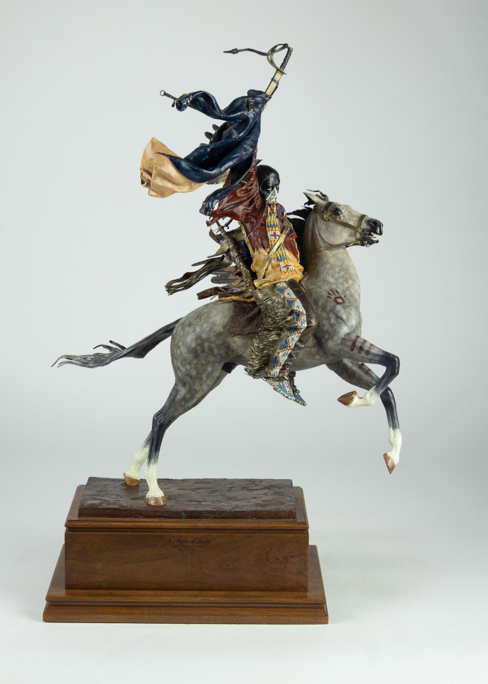 Dave McGary, A Matter of Honor, 1997: Dave McGary 1958-2013 A Matter of Honor, 1997 bronze, edition 2 of 50 inscribed: (thumbprint) DAVE McGARY 1997 2/50 From the Warrior Series Maquette edition 23 x 17 1/2 x 10 in., With Ba