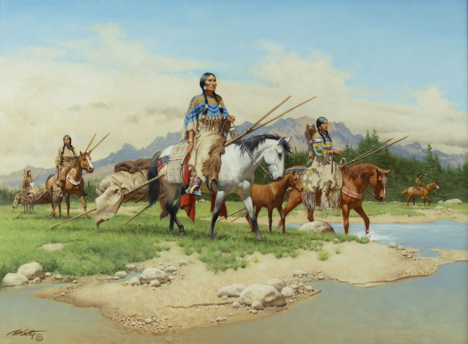 Frank C. McCarthy, Moving On: Frank C. McCarthy 1924-2002 Moving On oil on panel signed lower left: McCarthy © verso: titled and signed 18 x 24 in., Frame: 28 1/2 x 34 1/2 x 3 1/8 in. Provenance: The Legacy Gallery, Jackson,