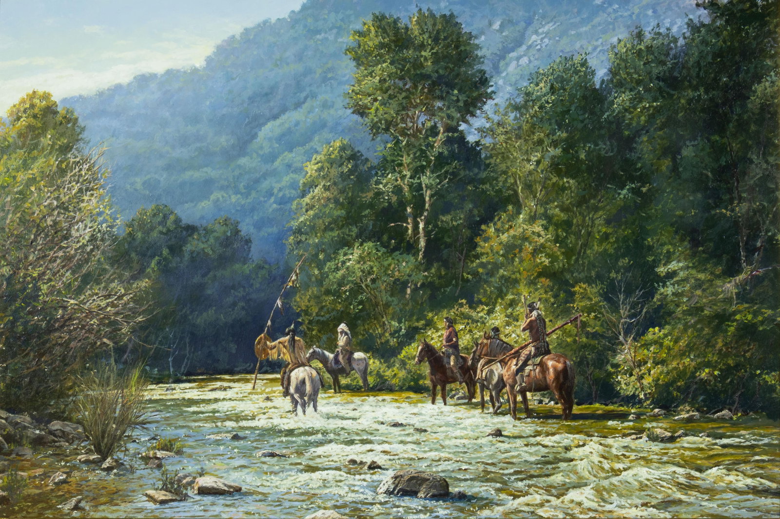 James Robinson, Preparing for a Parlay, 1982: James Robinson 1944-2015 Preparing for a Parlay, 1982 acrylic on board signed lower left: Robinson 23 3/4 x 36 in., Frame: 31 x 43 x 2 1/4 in. Provenance: Meinhard Galleries, Inc., Houston, TX (label