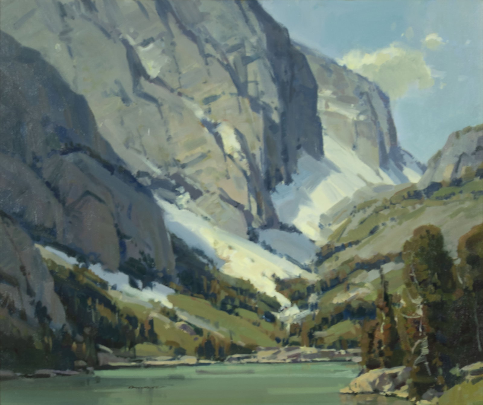 Scott Christensen, High Country Lake, 2018: Scott Christensen b.1962 High Country Lake, 2018 oil on canvas signed lower left: Christensen © frame verso: dated and signed 20 x 24 in., Frame: 29 3/4 x 33 3/4 x 2 in. Provenance: The Legacy