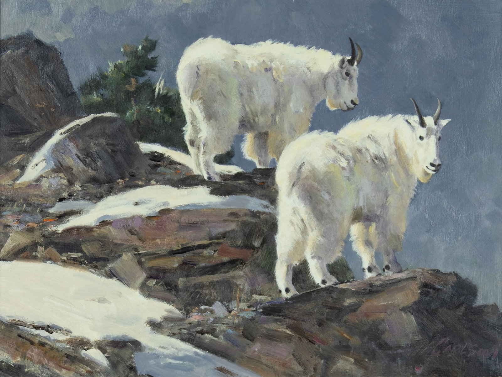 Ken Carlson, High Cliffs: Ken Carlson b.1937 High Cliffs oil on board signed lower right: CARLSON 10 x 13 in., Frame: 17 1/4 x 20 1/4 x 1 3/4 in. Provenance: From a Private Collection