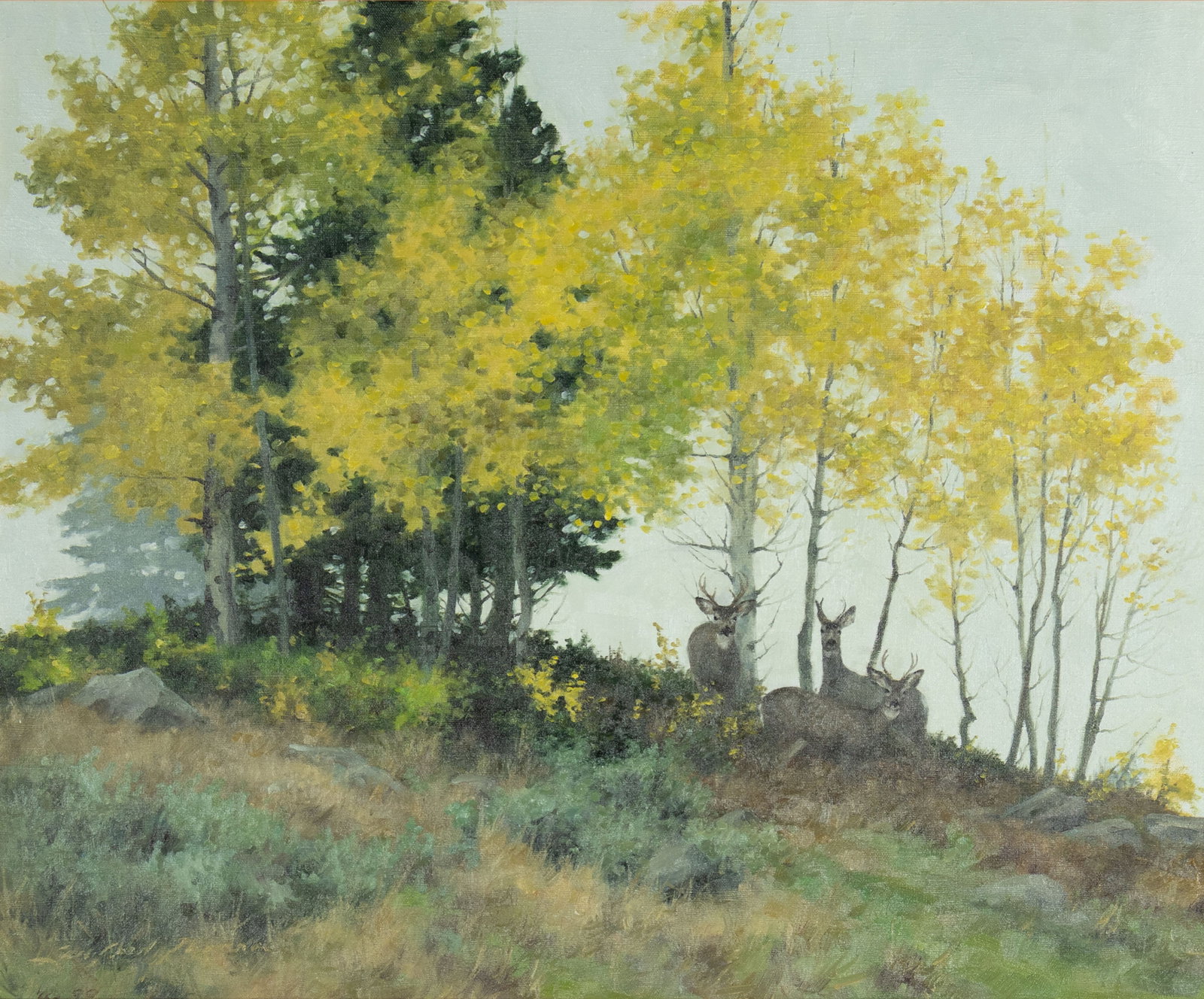 Lanford Monroe, Sky Line, 1999: Lanford Monroe 1950-2000 Sky Line, 1999 oil on canvas signed and dated lower left: Lanford Monroe © 99 verso: titled 20 x 24 in., Frame: 29 x 32 3/4 x 2 in. Provenance: Trailside Galleries,