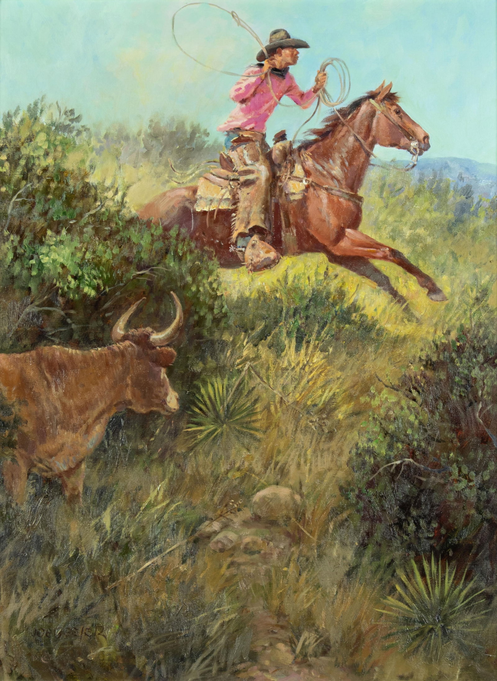 Joe Beeler, Hidin' Out: Joe Beeler 1931-2006 Hidin' Out oil on canvas signed lower left: JOE BEELER © 24 x 18 in., Frame: 30 1/8 x 24 1/4 x 2 1/4 in. Provenance: From a Private Collection