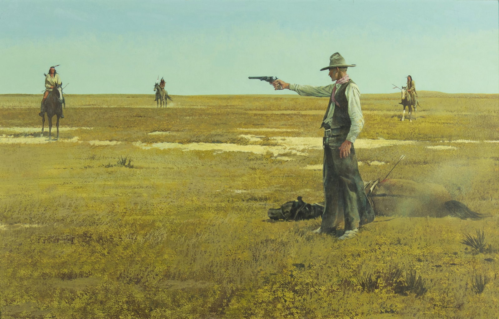Robert McGinnis, First Move: Robert McGinnis 1926-2025 First Move oil on board signed lower right: R McGinnis verso: signed 20 1/2 x 32 in., Frame: 28 1/2 x 40 1/8 x 1 1/2 in. Provenance: Private Collection, Calgary, Canada