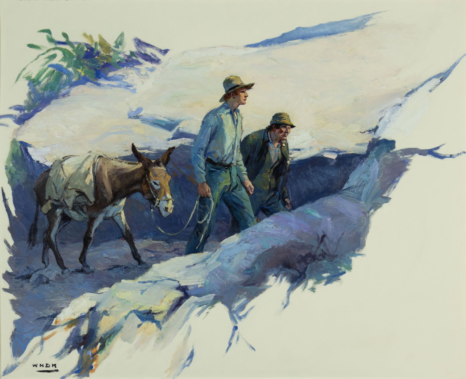 W. H. D. Koerner, Showin' the Trail: W. H. D. Koerner 1878-1938 Showin' the Trail oil on board signed lower left: W H D K verso: titled 29 x 36 in., Frame: 32 3/4 x 40 1/8 x 1 1/4 in. Provenance: Fenn Galleries Ltd., Santa Fe, NM (label