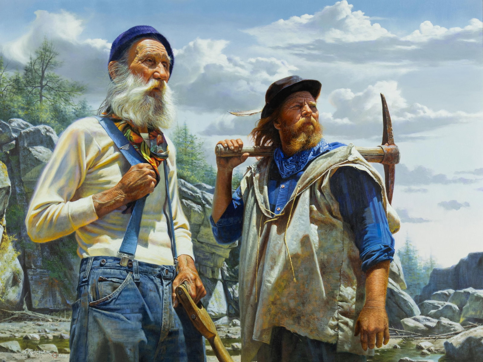 Alfredo Rodriguez, California Miners, 2006: Alfredo Rodriguez b.1954 California Miners, 2006 oil on canvas signed and dated lower left: A. Rodriguez © 2006 verso: titled, signed and dated 30 x 40 in., Frame: 40 x 50 x 3 in. Provenance:
