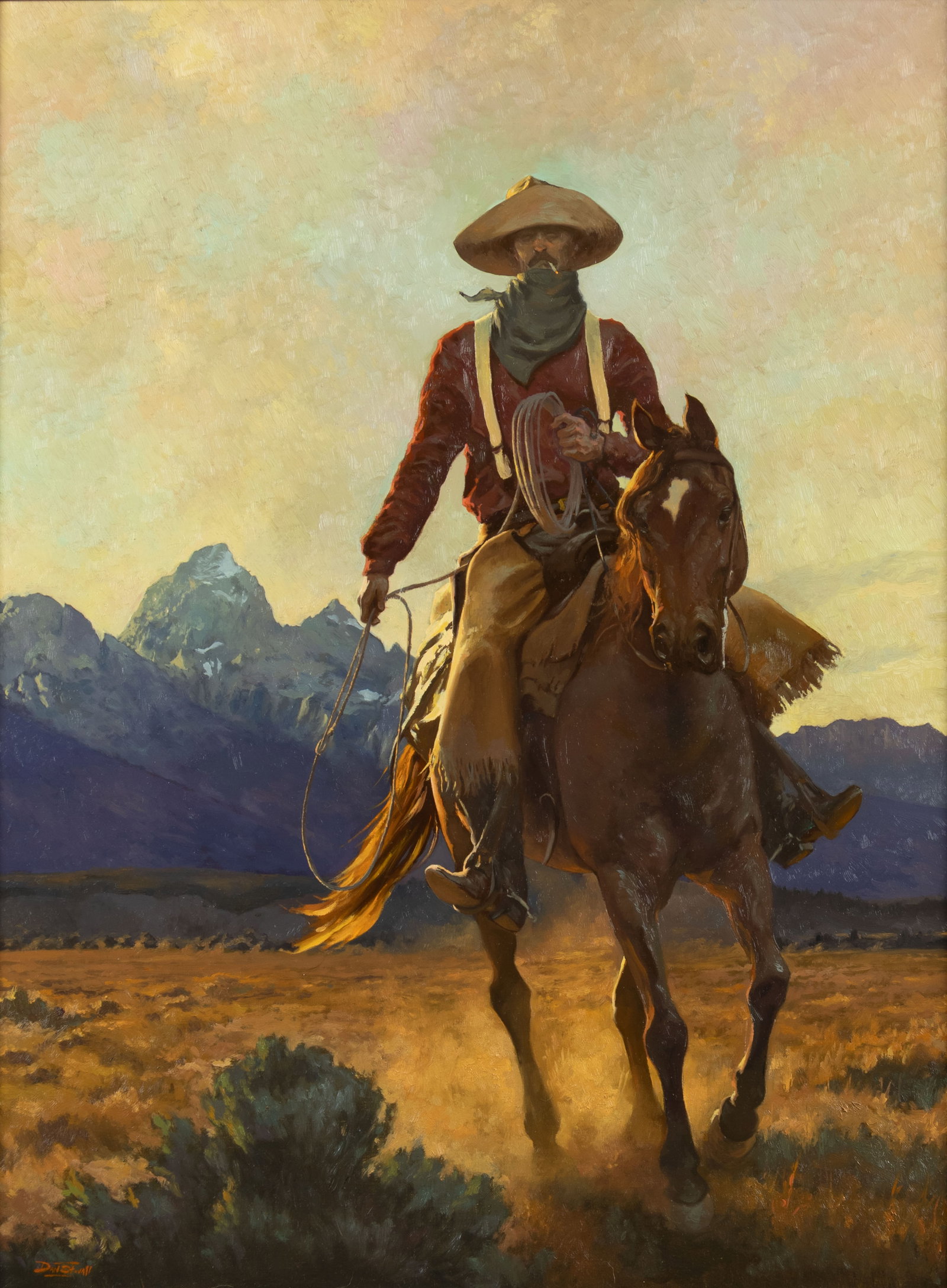 Dan Stovall, The American Icon, 2023: Dan Stovall b.1987 The American Icon, 2023 oil on canvas signed lower left: Dan Stovall verso: signed and dated 24 x 18 in., Frame: 30 5/8 x 24 5/8 x 1 1/2 in. Provenance: Parsons Gallery of the