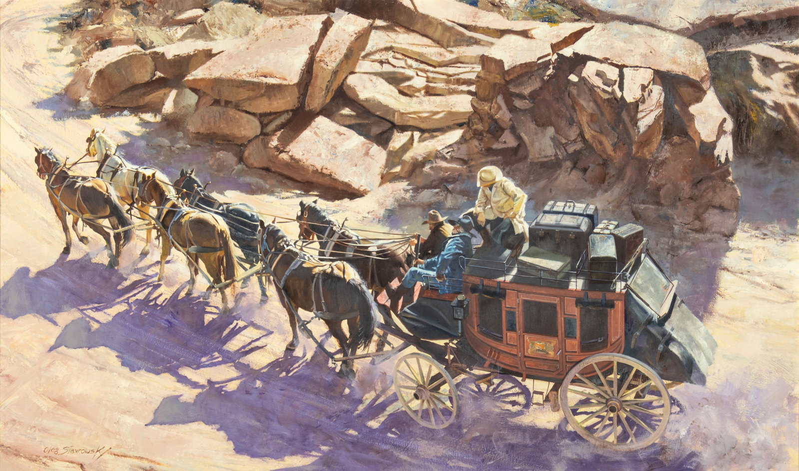 Oleg Stavrowsky, South of Leadville: Oleg Stavrowsky 1927-2020 South of Leadville oil on canvas signed lower left: Oleg Stavrowsky verso: titled and signed 38 x 64 in., Frame: 46 1/4 x 72 x 2 in. Provenance: From a Private Collection