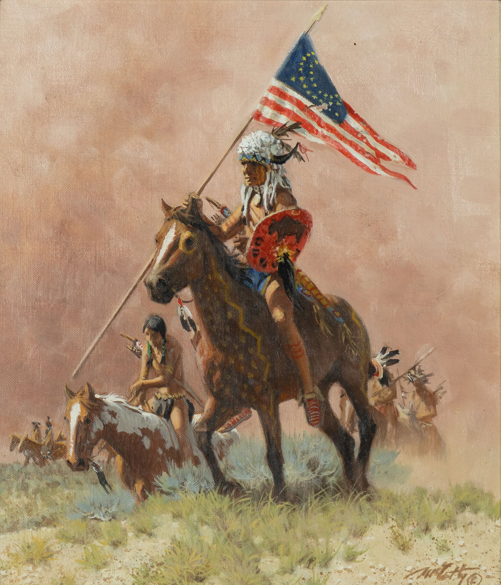Frank C. McCarthy, After the Battle: Frank C. McCarthy 1924-2002 After the Battle oil on canvas signed lower right: McCarthy © verso: titled and signed 12 x 10 in., Frame: 20 1/4 x 18 1/2 x 2 1/4 in. Provenance: The Legacy Gallery,