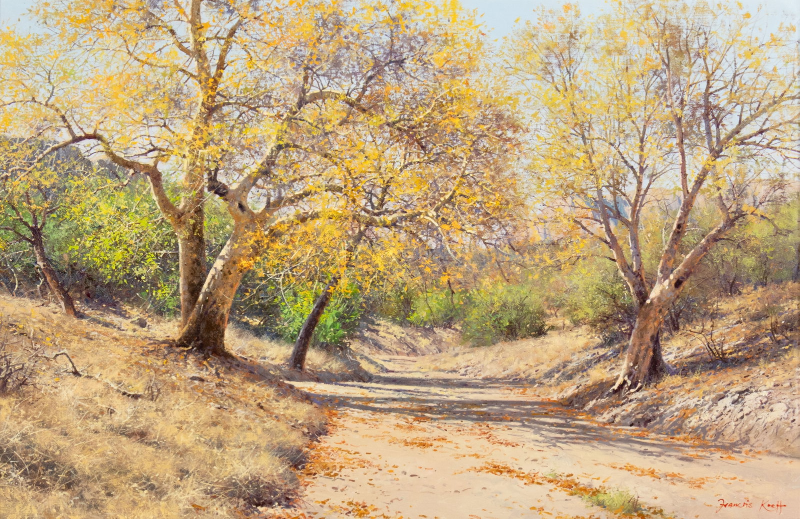 Francois Koch, Fall in the Dragoons: Francois Koch b.1944 Fall in the Dragoons oil on canvas signed lower right: Francois Koch 26 x 40 in., Frame: 35 3/4 x 49 1/2 x 4 in. Provenance: Coeur d’Alene Art Auction, July 2007, Lot 239
