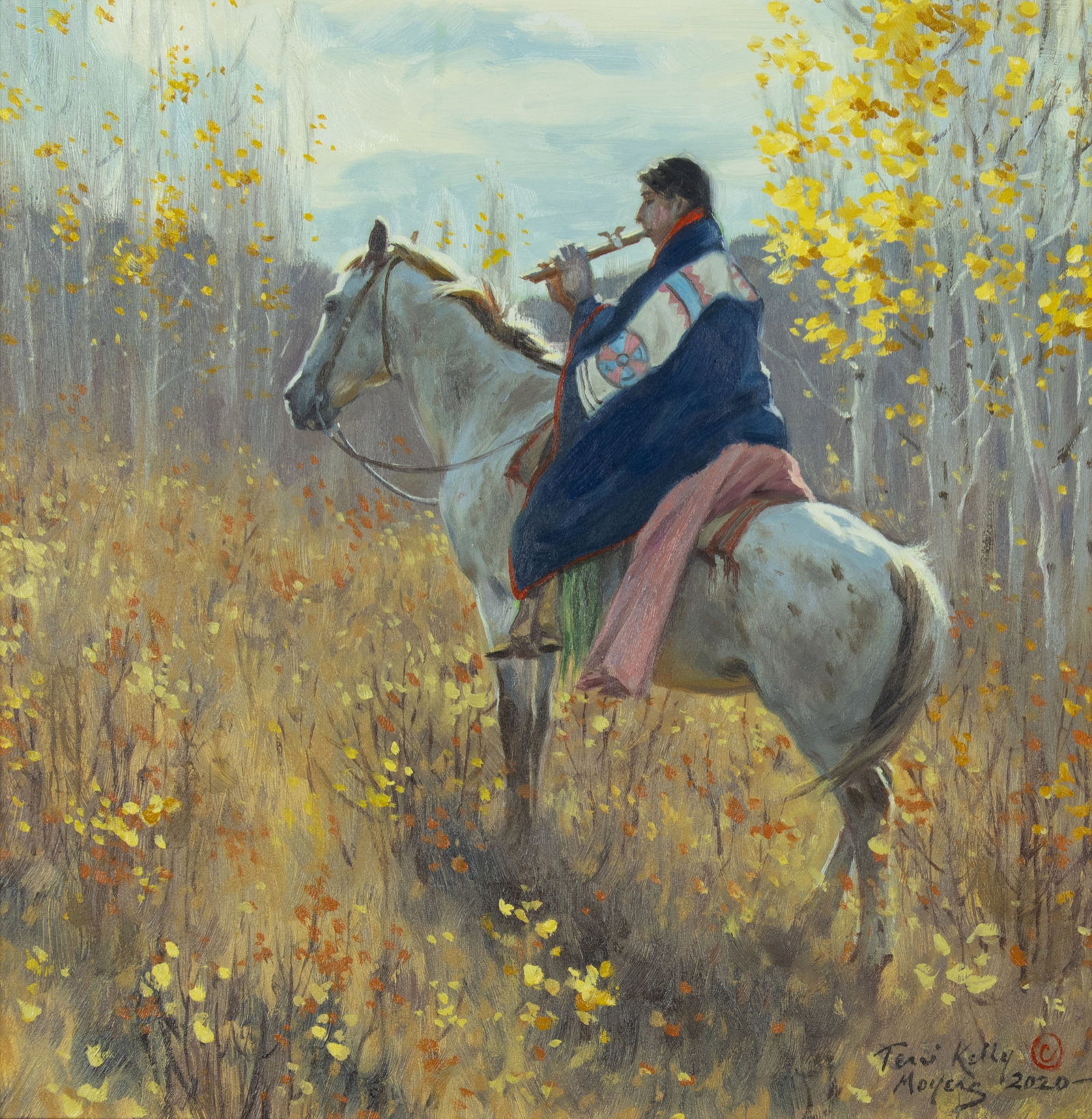 Terri Kelly Moyers, Summer's Passing, 2020: Terri Kelly Moyers b.1954 Summer's Passing, 2020 oil on board signed and dated lower right: Terry Kelly Moyers © 2020 - verso: titled, signed and dated 12 x 12 in., Frame: 15 1/2 x 15 1/2 x 1 5/8