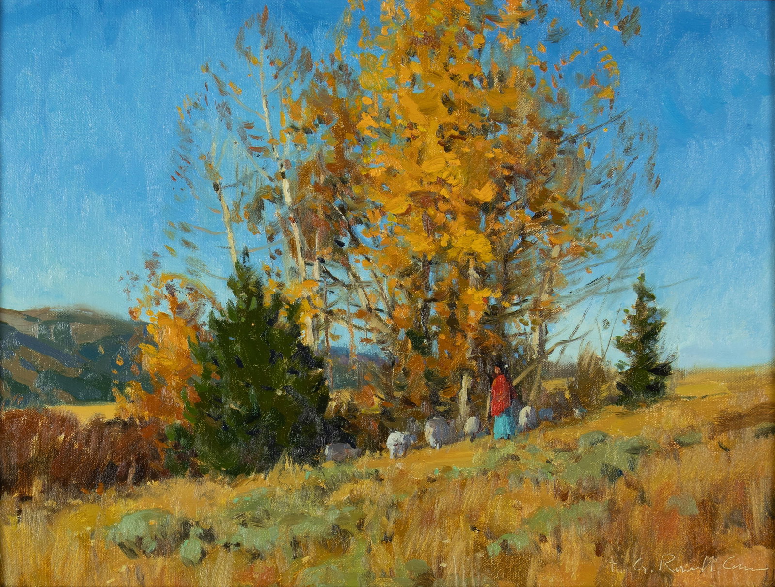 G. Russell Case, Galena Pass, 2017: G. Russell Case b.1966 Galena Pass, 2017 oil on panel signed lower right: + G. Russell Case verso: titled, signed and dated 12 x 16 in., Frame: 15 3/4 x 19 3/4 x 1 3/4 in. Provenance: Private