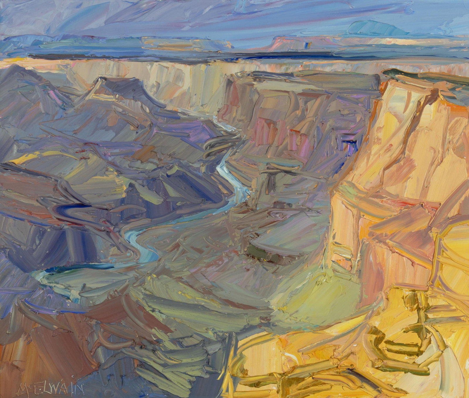 Louisa McElwain, Desert View - Cloud Shadow: Louisa McElwain 1953-2013 Desert View - Cloud Shadow oil on canvas signed lower left: McELWAiN verso: titled and signed 20 x 24 in., Frame: 29 1/2 x 33 1/2 x 1 3/4 in. Provenance: From a Private