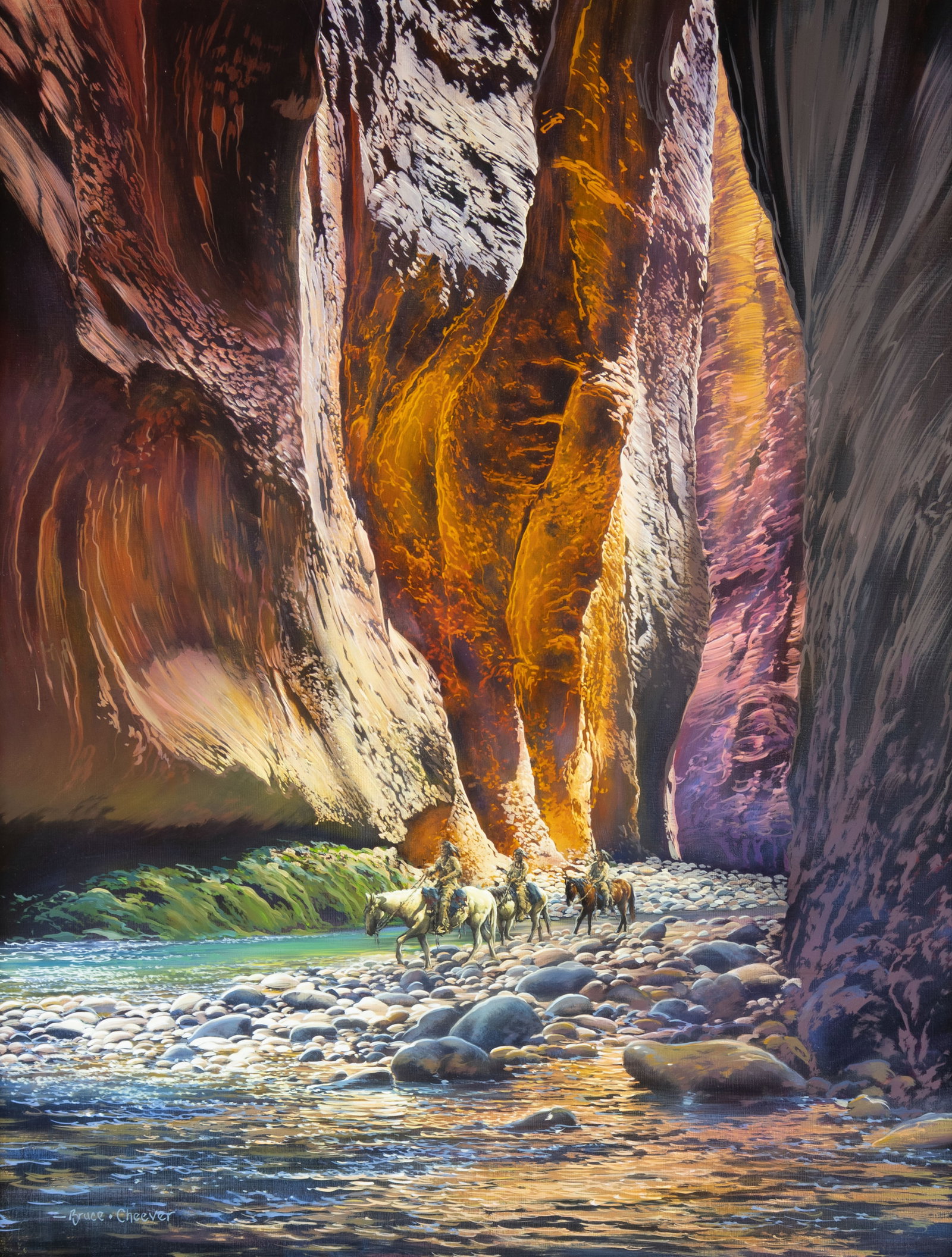 Bruce Cheever, Borrowed Light: Bruce Cheever b.1958 Borrowed Light oil on panel signed lower left: - Bruce · Cheever 36 x 28 in., Frame: 45 3/4 x 37 5/8 x 2 3/4 in. Provenance: From the Artist "The Paiute Indi