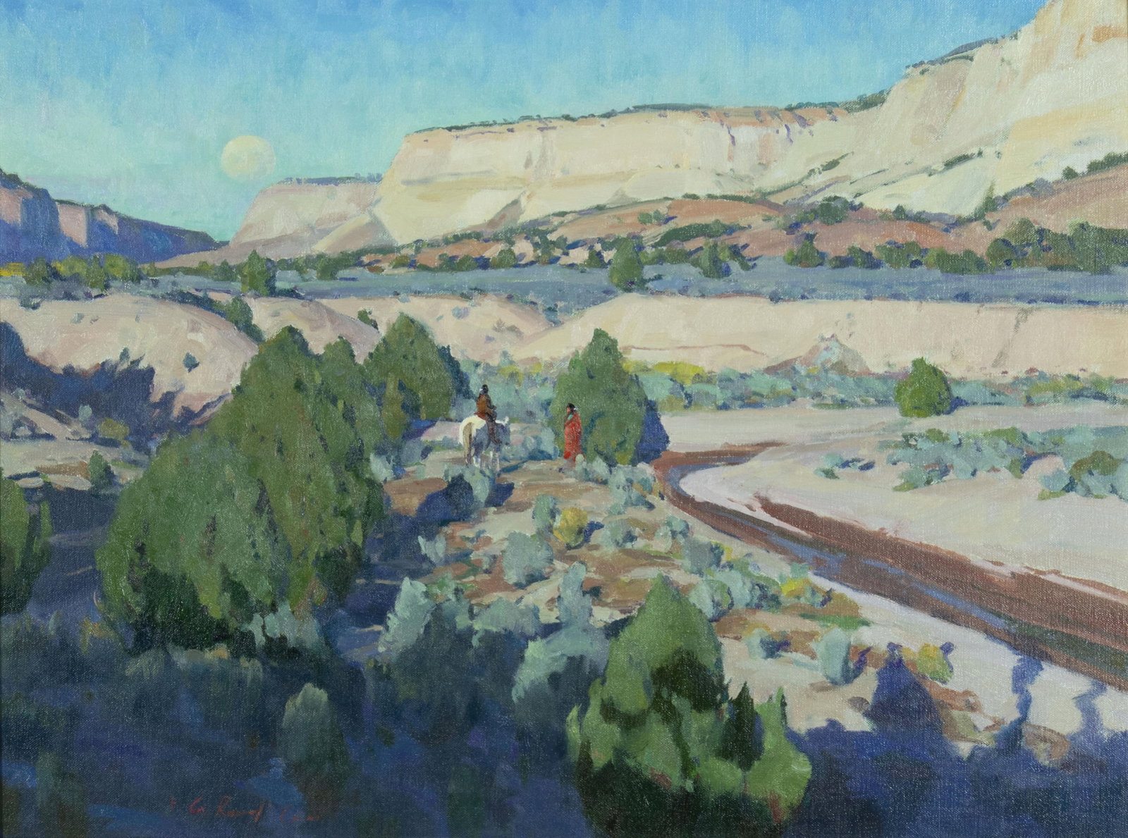 G. Russell Case, Juniper Shadows, 2024: G. Russell Case b.1966 Juniper Shadows, 2024 oil on panel signed lower left: + G. Russell Case verso: titled, signed and dated 18 x 24 in., Frame: 23 1/4 x 29 1/4 x 1 1/2 in. Provenance: Private