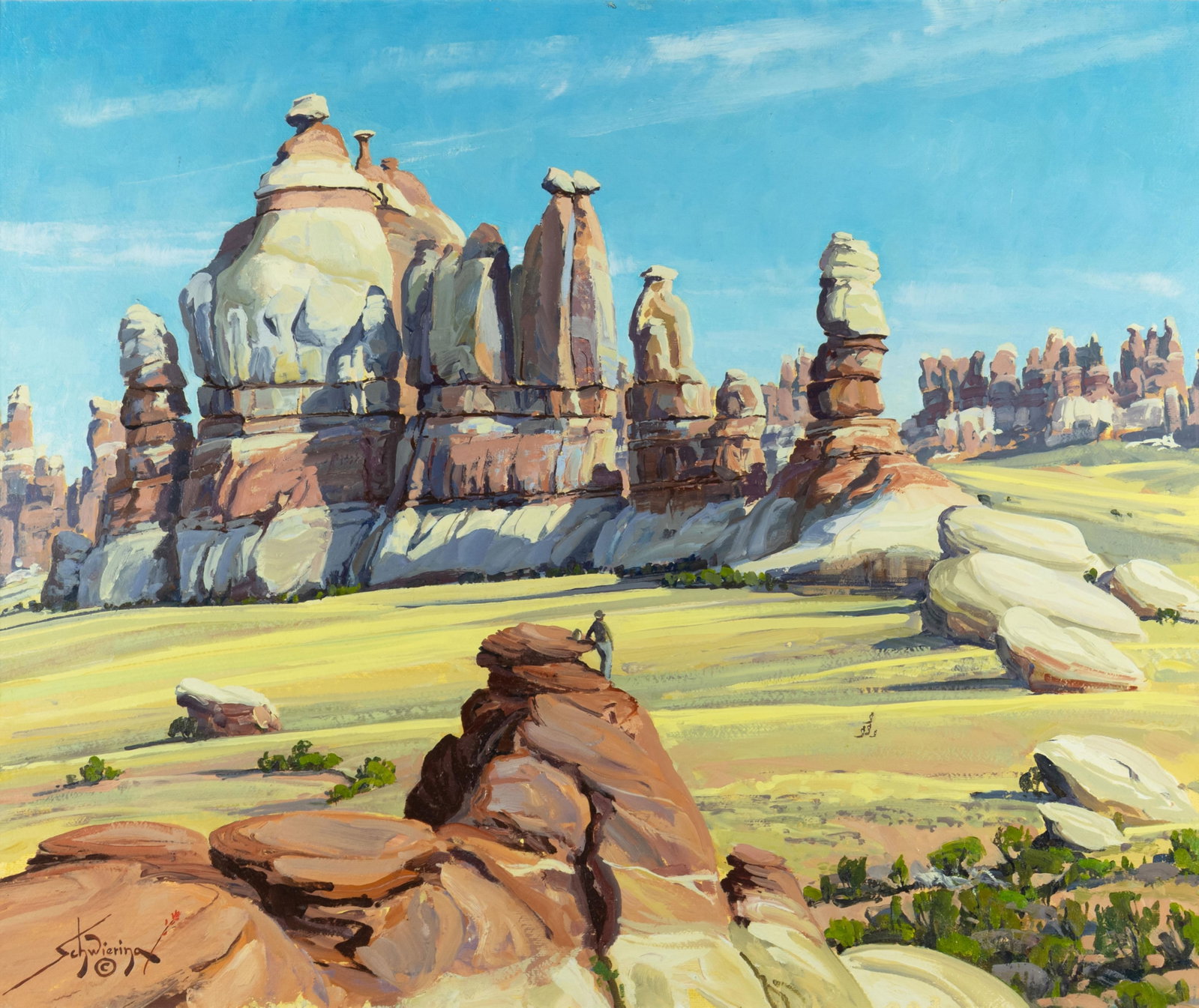 Conrad Schwiering, Chesler Park: Conrad Schwiering 1916-1986 Chesler Park oil on board signed lower left: Schwiering (artist cipher) © verso: titled 30 x 36 in., Frame: 40 3/8 x 46 1/4 x 2 in. Provenance: Estate of Conrad