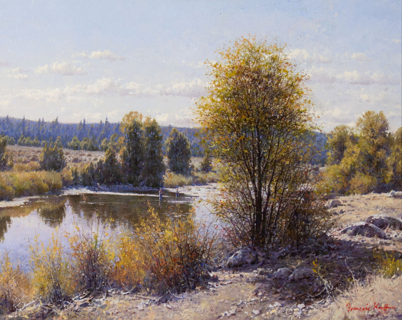 Francois Koch, Lines Cast, Time Paused: Francois Koch b.1944 Lines Cast, Time Paused oil on canvas signed lower right: Francois Koch verso: signed and titled. 24 x 30 in., Frame: 29 7/8 x 35 7/8 in. Provenance: From the Artist