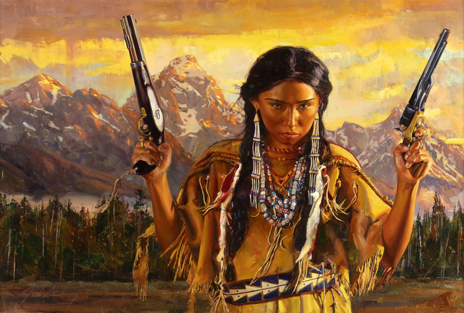 Jeremy Winborg, Guardian of the Tetons, 2026: Jeremy Winborg b.1979 Guardian of the Tetons, 2026 oil on board signed lower left: J. Winborg verso: titled, signed and dated 30 x 45 in., Frame: 36 1/2 x 51 1/2 x 2 in. Provenance: From the Artist