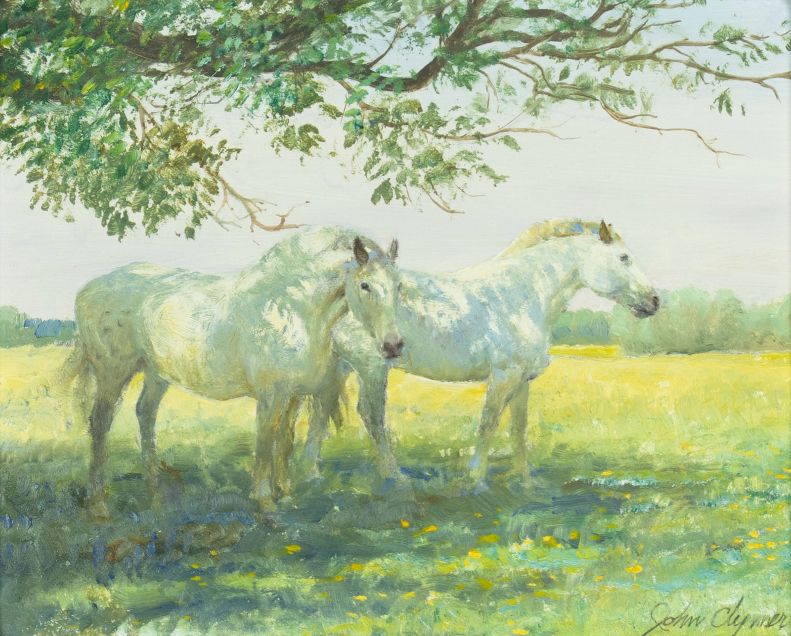 John Clymer, Summer Shadows: John Clymer 1907-1989 Summer Shadows oil on board signed lower right: John Clymer verso: titled 8 x 10 in., Frame: 17 5/8 x 19 5/8 x 2 1/2 in. Provenance: Coeur d'Alene Art Auction, July 2019, Lot 46