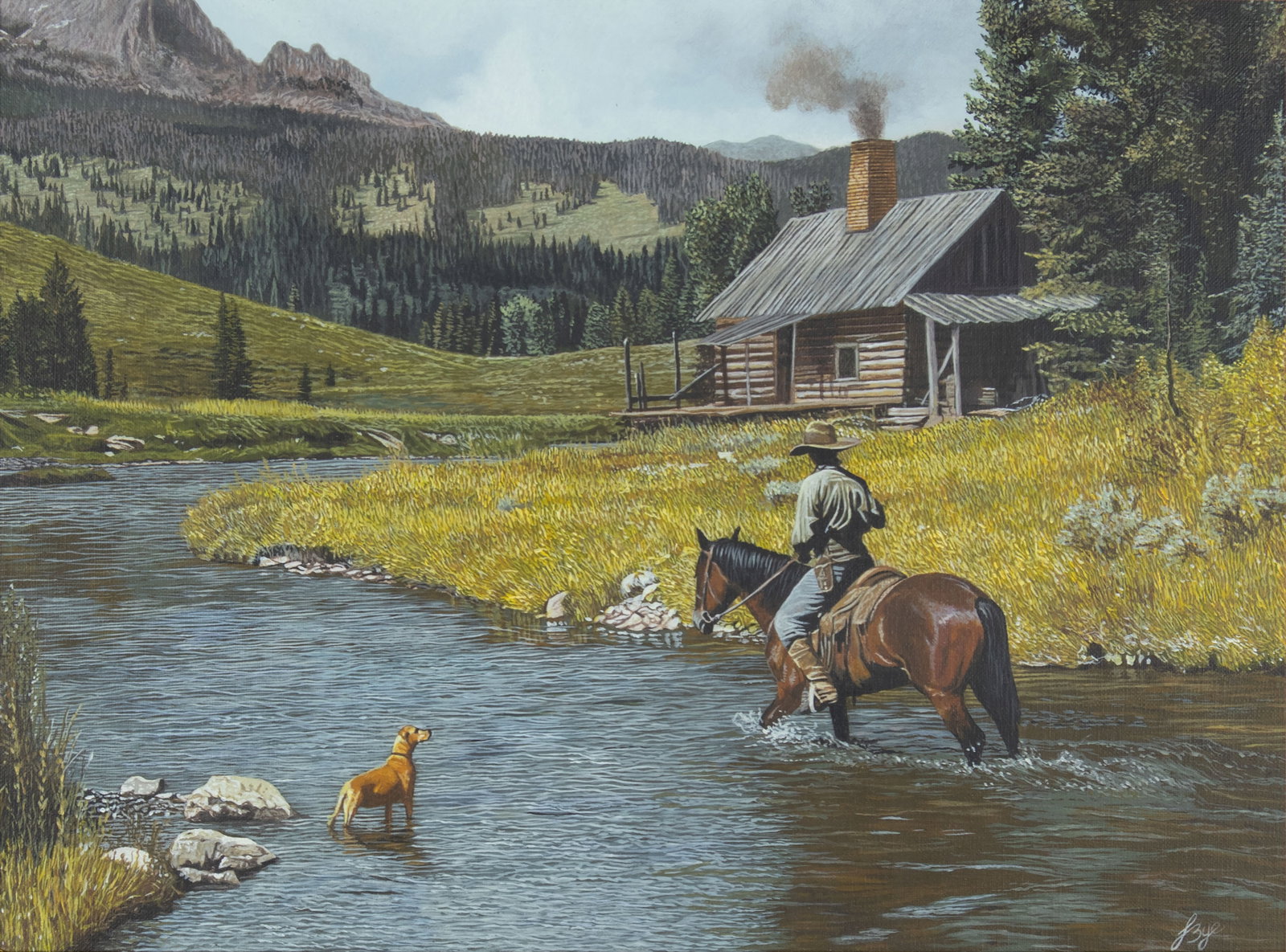 John Bye, Heading Home: John Bye b.1970 Heading Home oil on canvas signed lower right: JBye 12 x 16 in., Frame: 17 3/4 x 21 3/4 x 2 1/2 in. Provenance: From the Artist